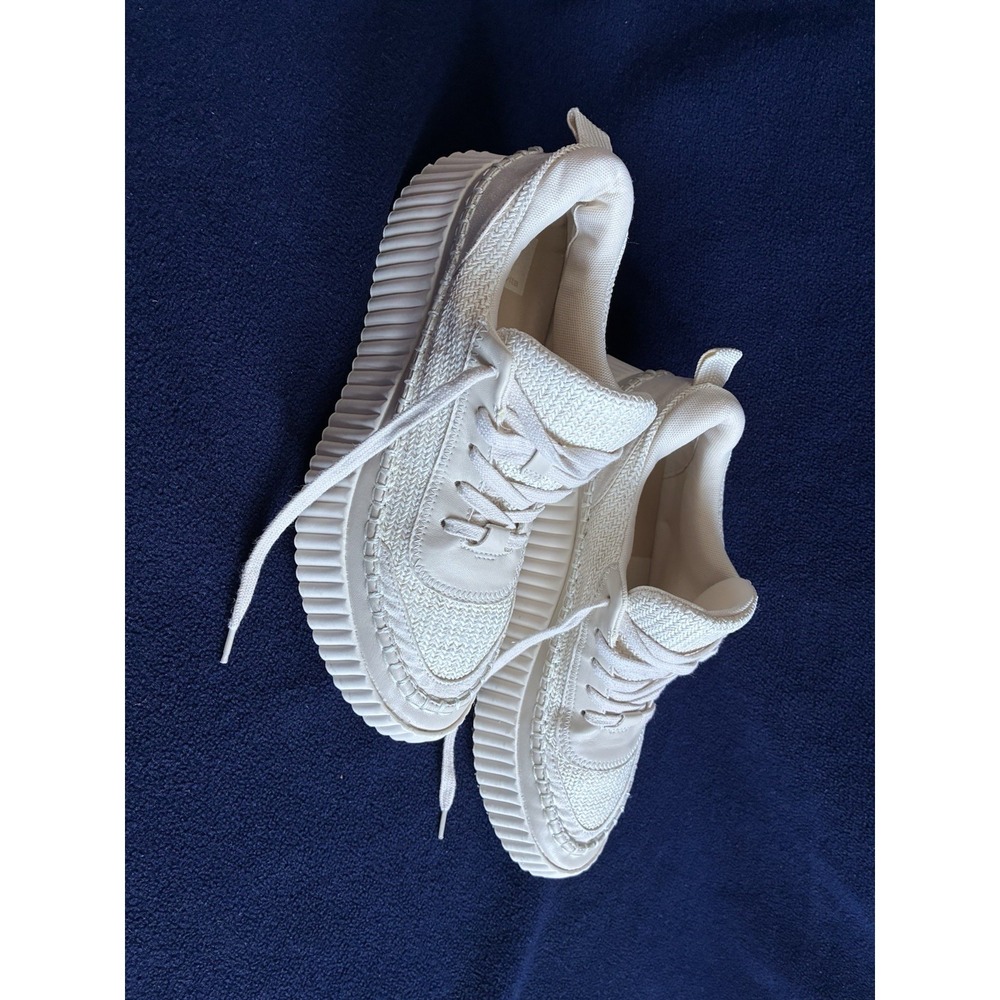 Dolce Vita Cream Platform Sneakers Size 9 Woven Chunky Ivory Lace Up Shoes - Picture 8 of 12